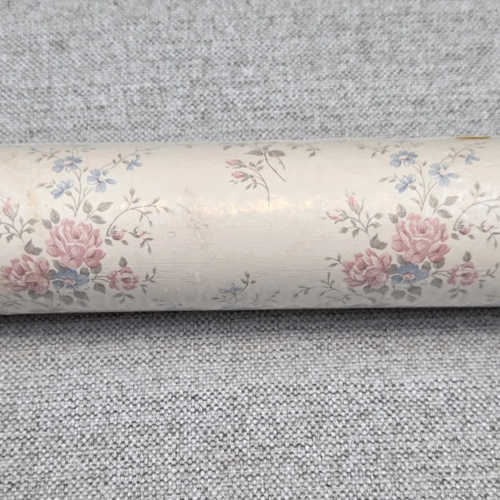 Vintage Collins & Aikman Vinyl Pastel Floral Pre-Pasted Wallcovering Cottagecore
